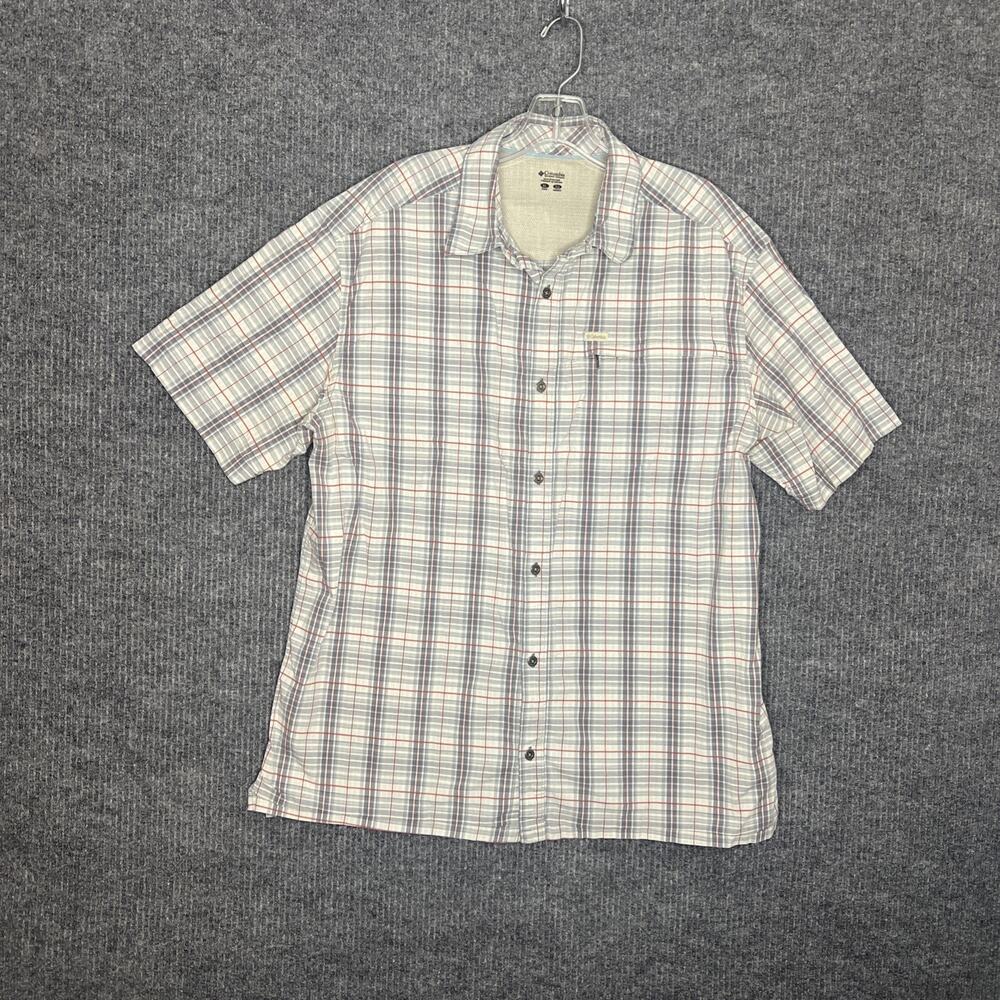 Columbia Mens Button Up Shirt Size XL Plaid Multi Color Outdoor Camping Hiking